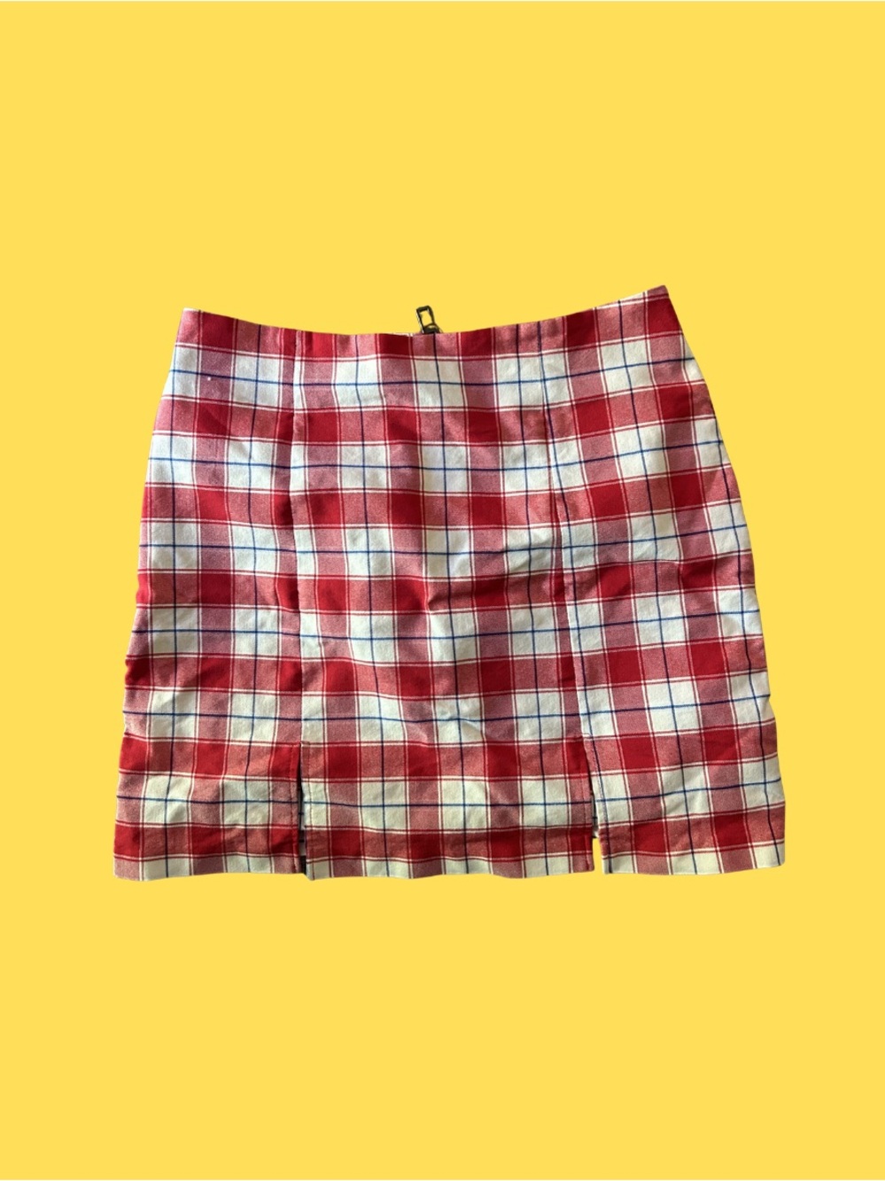 Urban Outfitters Red Plaid Mini Skirt with White and Blue Accents